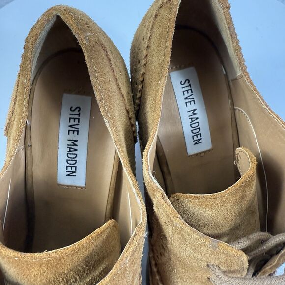 Steve Madden Omyra Women's Size 7.5 Brown Suede Oxford Block Heel Lace Up Bootie - Picture 10 of 12